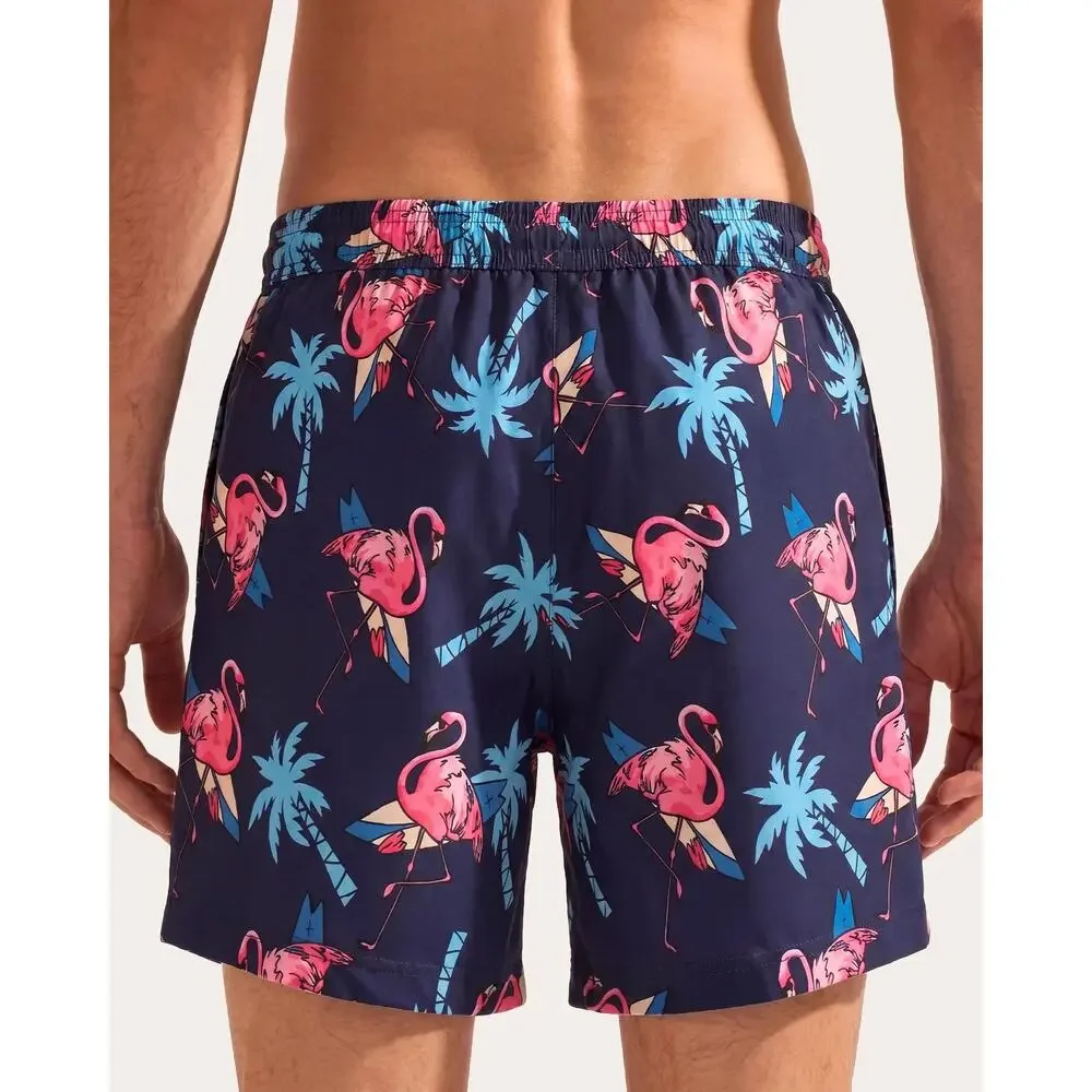 NWT Maamgic BioBloom Flamingo Swim Trunks 2-in-1 Navy Pink Men XL
